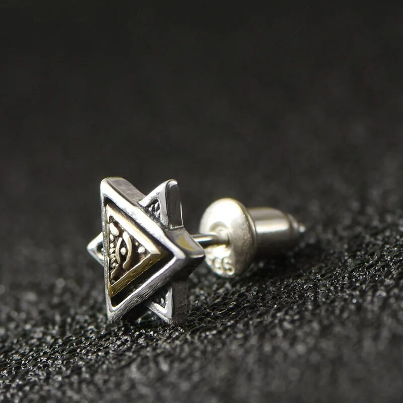 1 vnt Panko vario trikampiai Evil Eye Stud Auskarai Vyrams Moterų Vintažiniai Gothic Geometric Lucky Turkish Eye Ear Stud Jewelry W151