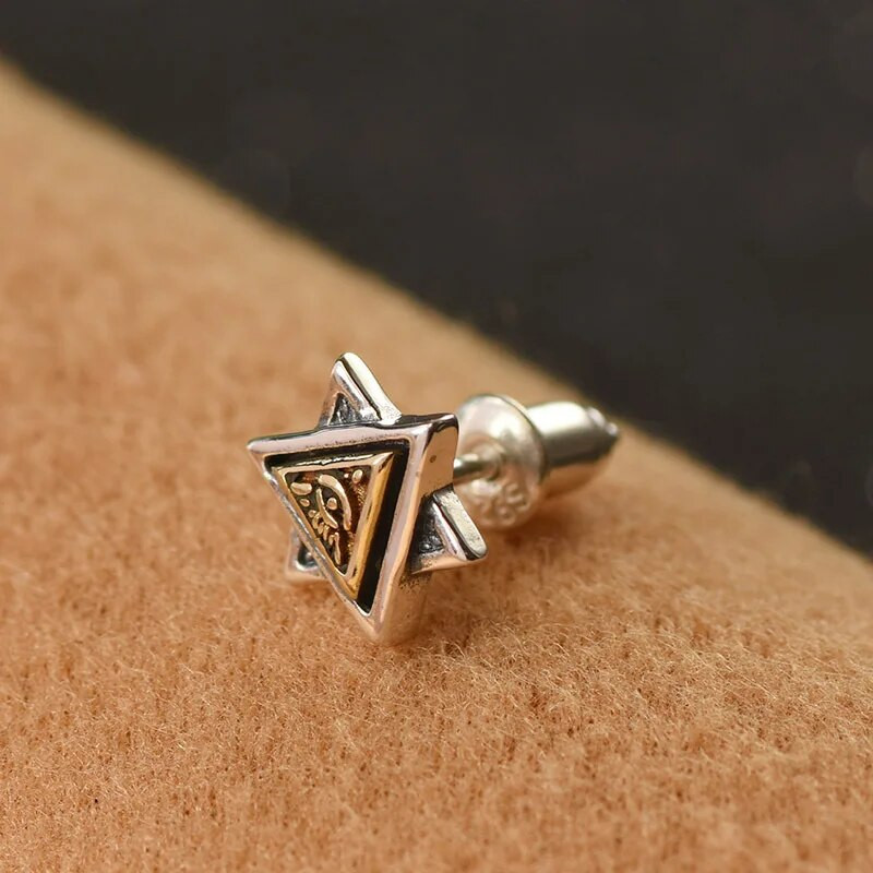 1 vnt Panko vario trikampiai Evil Eye Stud Auskarai Vyrams Moterų Vintažiniai Gothic Geometric Lucky Turkish Eye Ear Stud Jewelry W151