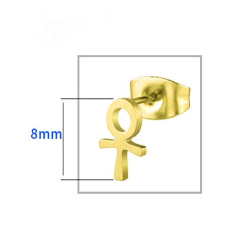 Ανδρικό σκουλαρίκι Yungqi Goth Σταυρός Αιγυπτιακά σκουλαρίκια με καρφιά Ankh από ανοξείδωτο ατσάλι Αρσενικό πανκ χόνδρο κορίτσι Σύμβολο Σκουλαρίκι κόσμημα