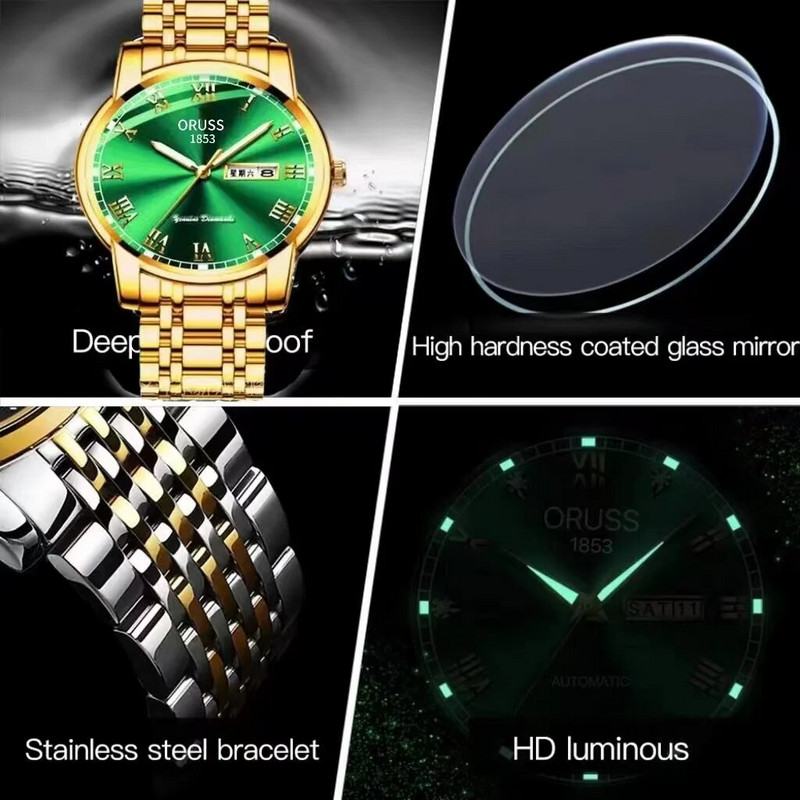 Originalus prabangus nerūdijančio plieno auksinis vyriškas laikrodis verslo mados šveicariškas vandeniui atsparus vyriškas laikrodis