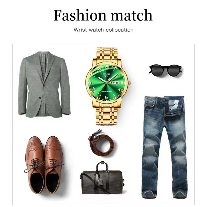 Originalus prabangus nerūdijančio plieno auksinis vyriškas laikrodis verslo mados šveicariškas vandeniui atsparus vyriškas laikrodis