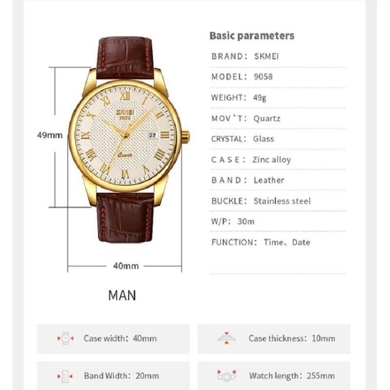 SKMEI meeste 3bar veekindlad kvartskäekellad relogio masculino meeste käekellad parima kaubamärgiga luksuslik nahkrihmaga käekell