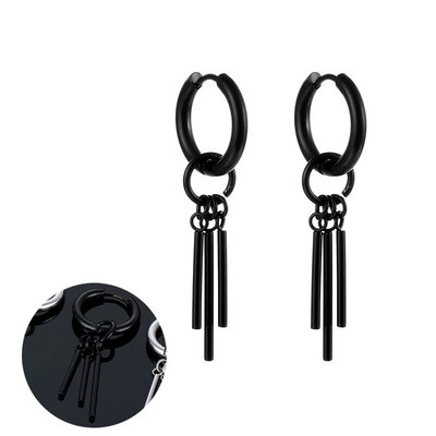 Μόδα Gothic Street Hip Hop Stick από ανοξείδωτο ατσάλι μαύρα σκουλαρίκια σταγόνας για γυναίκες Ανδρικά κοσμήματα αυτιών μενταγιόν Cool Eardrop