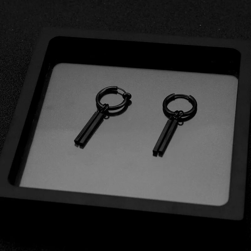 1 kom. Modni gotički ulični hip-hop štap od nehrđajućeg čelika, crne naušnice za žene, muškarce, nakit za uši, privjesak Cool kapljica za uši