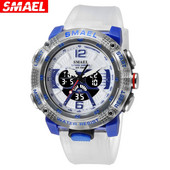 SMAEL Sportski satovi Muški sat Digitalni LED zaslon Kvarc Analogna štoperica Modni sat s prozirnim remenom 8058 Muški ručni sat