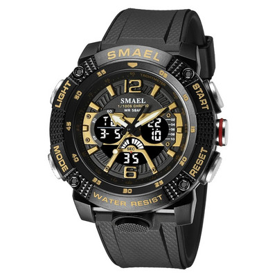 SMAEL Sportski satovi Muški sat Digitalni LED zaslon Kvarc Analogna štoperica Modni sat s prozirnim remenom 8058 Muški ručni sat