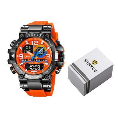 STRYVE Meeste moekell karbiga Digitaal-analoog Kahe liikumisega kalender Nädal veekindlad käekellad Moespordi õpilaste käekell