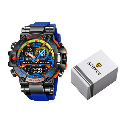 STRYVE Meeste moekell karbiga Digitaal-analoog Kahe liikumisega kalender Nädal veekindlad käekellad Moespordi õpilaste käekell