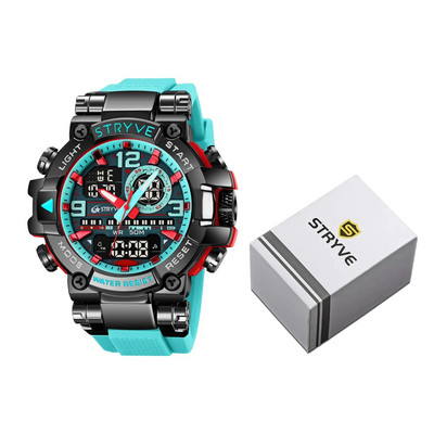 STRYVE Meeste moekell karbiga Digitaal-analoog Kahe liikumisega kalender Nädal veekindlad käekellad Moespordi õpilaste käekell