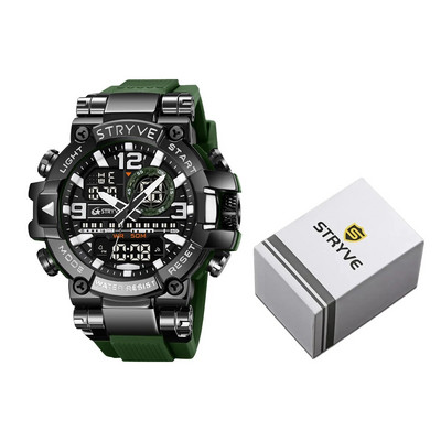 STRYVE Meeste moekell karbiga Digitaal-analoog Kahe liikumisega kalender Nädal veekindlad käekellad Moespordi õpilaste käekell