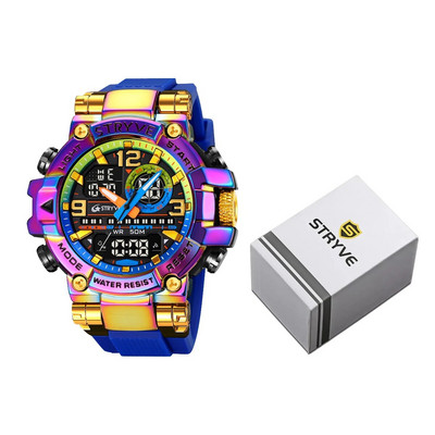 STRYVE Meeste moekell karbiga Digitaal-analoog Kahe liikumisega kalender Nädal veekindlad käekellad Moespordi õpilaste käekell