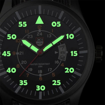 Моден часовник със светещ циферблат със зелена найлонова каишка Мъжки военни спортни часовници Мъжки кварцови ръчни часовници с автоматична дата XINEW Heren Horloge