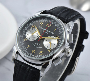 Часовник CYS-Historiador Мултифункционален луксозен мъжки часовник Моден класически топ с кожена каишка Водоустойчив кварцов спортен часовник