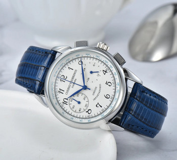 Часовник CYS-Historiador Мултифункционален луксозен мъжки часовник Моден класически топ с кожена каишка Водоустойчив кварцов спортен часовник