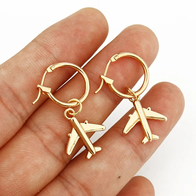 Legoy Aircraft Hoop kõrvarõngad naistele Metallist tasapinnalised kõrvarõngad Naiste peo ripats ehted