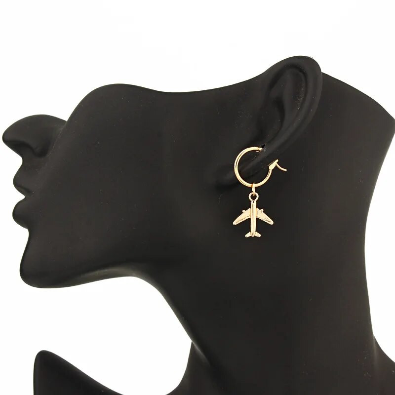 Legoy Aircraft Hoop kõrvarõngad naistele Metallist tasapinnalised kõrvarõngad Naiste peo ripats ehted