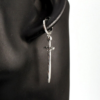 Винтидж обеци с форма на меч, сребърен цвят, пънк бижута, изявен дизайн на висулка, ретро уши