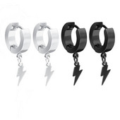Punk Hip Hop Σκουλαρίκι από ανοξείδωτο ατσάλι Ασημένιο Μαύρο Thunder Lightning Dangle Σκουλαρίκια Δώρο για γυναίκες άνδρες