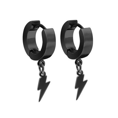 Punk Hip Hop Σκουλαρίκι από ανοξείδωτο ατσάλι Ασημένιο Μαύρο Thunder Lightning Dangle Σκουλαρίκια Δώρο για γυναίκες άνδρες