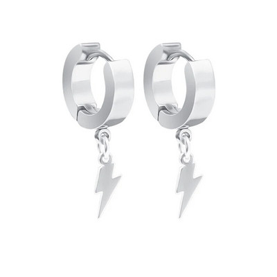 Punk Hip Hop Σκουλαρίκι από ανοξείδωτο ατσάλι Ασημένιο Μαύρο Thunder Lightning Dangle Σκουλαρίκια Δώρο για γυναίκες άνδρες