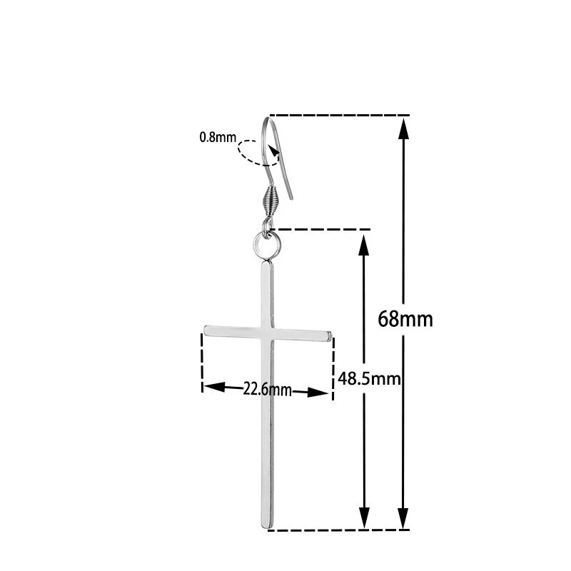 1 paar roostevabast terasest ristkõrvarõngaid meestele ja naistele metallist punk rippuvad kõrvarõngad allergiavastased augustatud kõrvaehted
