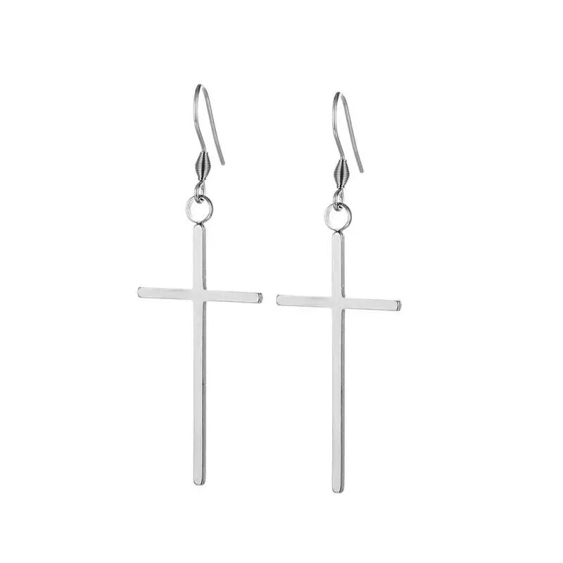 1 paar roostevabast terasest ristkõrvarõngaid meestele ja naistele metallist punk rippuvad kõrvarõngad allergiavastased augustatud kõrvaehted