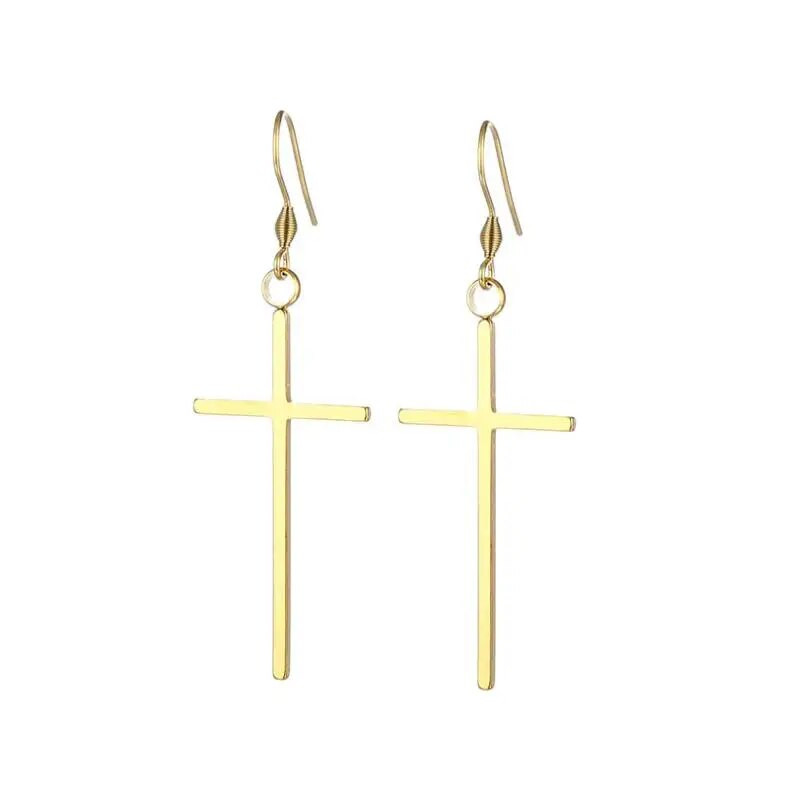 1 paar roostevabast terasest ristkõrvarõngaid meestele ja naistele metallist punk rippuvad kõrvarõngad allergiavastased augustatud kõrvaehted