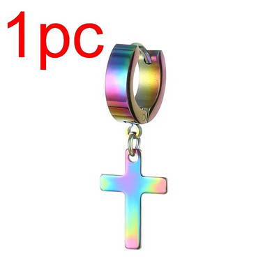 Rinhoo Modne križne naušnice od nehrđajućeg čelika Punk višebojne naušnice s nitnama za muškarce Žene Street Pop Hip Hop Nakit za uho