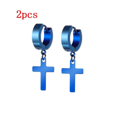 Rinhoo Modne križne naušnice od nehrđajućeg čelika Punk višebojne naušnice s nitnama za muškarce Žene Street Pop Hip Hop Nakit za uho