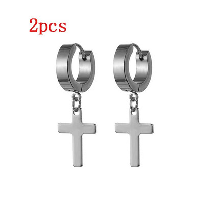 Rinhoo Modne križne naušnice od nehrđajućeg čelika Punk višebojne naušnice s nitnama za muškarce Žene Street Pop Hip Hop Nakit za uho