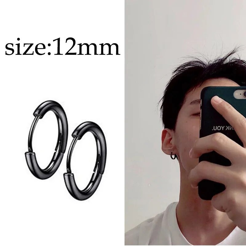 Rinhoo 1 par punk crnih višestrukih stilova naušnica s nitnama od nehrđajućeg čelika za žene muškarce gotički ulični pop hip hop nakit za uho