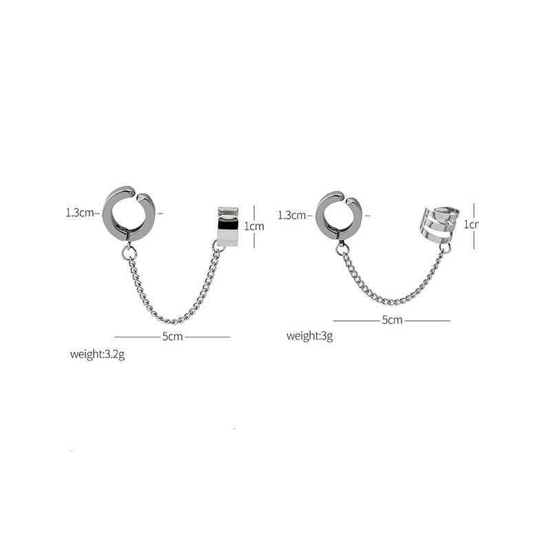 Rinhoo titano / nerūdijančio plieno vyriškų ausų segtukų grandinėlė, dviguba auskarų auskarų segtukas, kabantys auskarai Madingi papuošalai vyrams, moterims