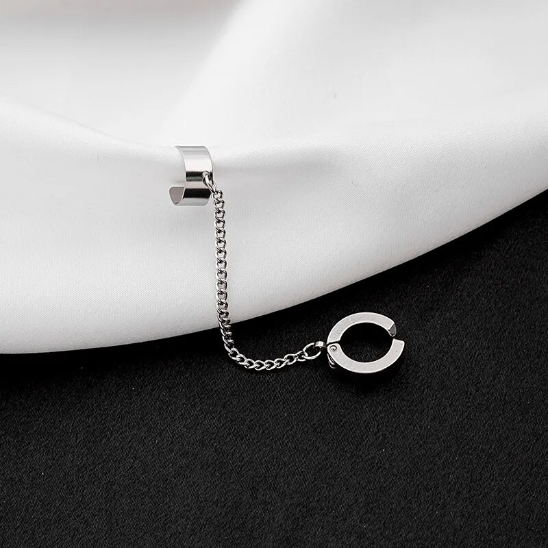 Rinhoo titano / nerūdijančio plieno vyriškų ausų segtukų grandinėlė, dviguba auskarų auskarų segtukas, kabantys auskarai Madingi papuošalai vyrams, moterims