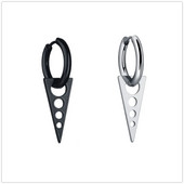 Juodas punk stiliaus kabantis trikampis su tuščiaviduriais apvaliais viengubais auskarais vyrams berniukams Huggie su šarnyriniais auskarais papuošalai