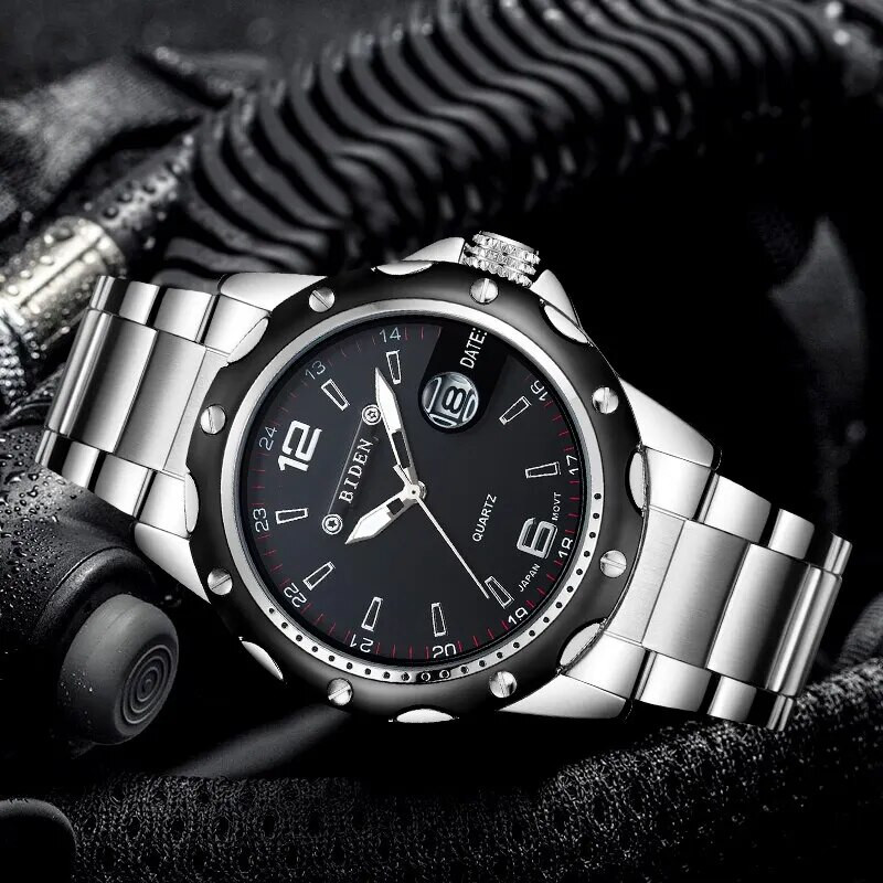 BIDEN Luksuslik tippbrändi meeste kvartskellad roostevabast terasest ärimeeste käekellad veekindlad meeste kellad kingitused Zegarki Meskie