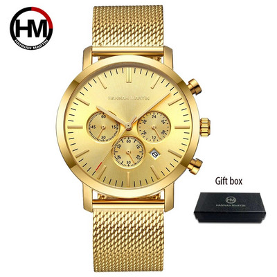 Hannah Martini meeste spordikell suure sihverplaadiga roostevabast terasest veekindel multifunktsionaalne kronograafi ärikell Relogio Masculino