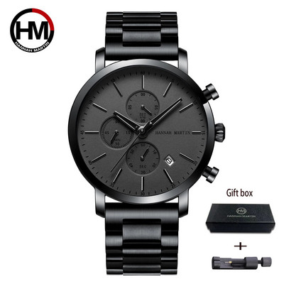 Hannah Martini meeste spordikell suure sihverplaadiga roostevabast terasest veekindel multifunktsionaalne kronograafi ärikell Relogio Masculino