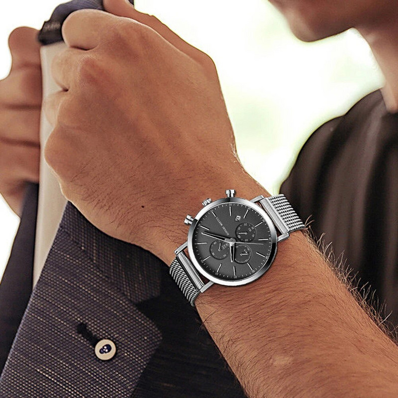 Hannah Martini meeste spordikell suure sihverplaadiga roostevabast terasest veekindel multifunktsionaalne kronograafi ärikell Relogio Masculino