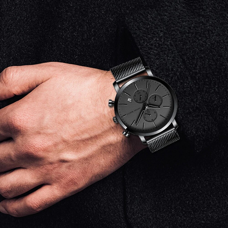 Hannah Martini meeste spordikell suure sihverplaadiga roostevabast terasest veekindel multifunktsionaalne kronograafi ärikell Relogio Masculino