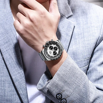 Мъжки часовници от най-добрата марка луксозни BIDEN сребърен неръждаема стомана 3 бара водоустойчив ежедневен бизнес спортен ръчен часовник за мъже подарък часовник