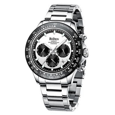 Meeste käekellad Top brändi luksuslik BIDEN hõbedane roostevabast terasest 3bar veekindel vabaaja ärisport käekell meestele kingituseks kell