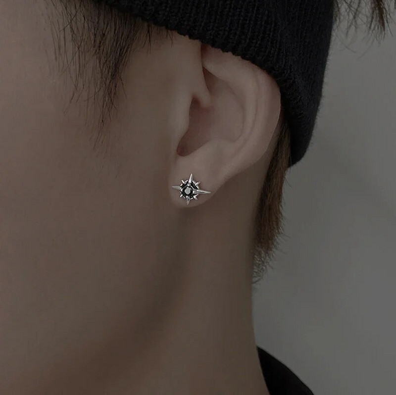 1 pāris forši panku zvaigznes cirkona auskari vīriešiem sieviešu rotaslietas pret alerģiju nerūsējošā tērauda ģeometriski auskari rotaslietas aksesuāri