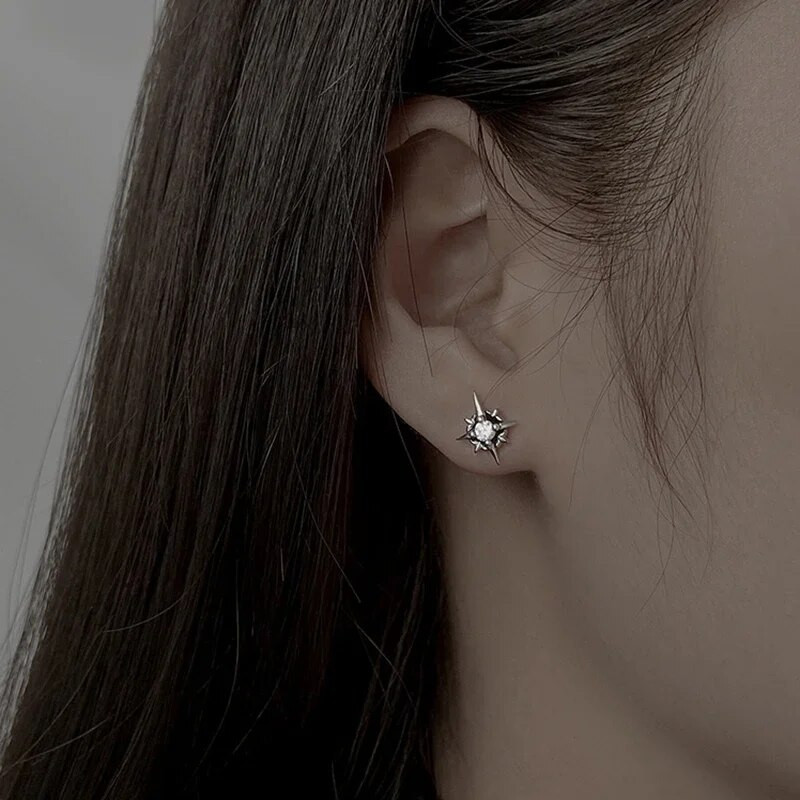 1 pāris forši panku zvaigznes cirkona auskari vīriešiem sieviešu rotaslietas pret alerģiju nerūsējošā tērauda ģeometriski auskari rotaslietas aksesuāri