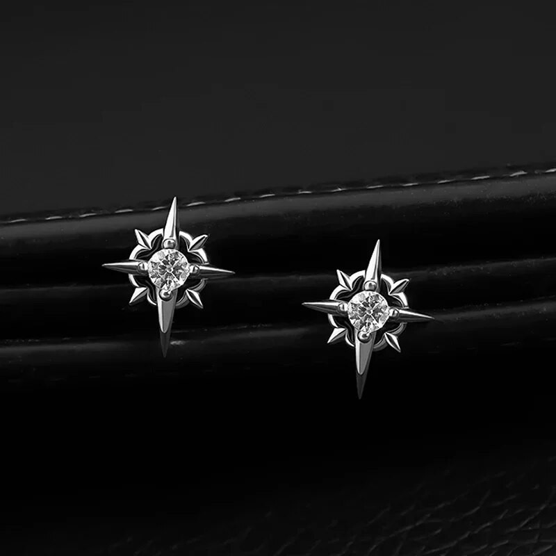 1 pāris forši panku zvaigznes cirkona auskari vīriešiem sieviešu rotaslietas pret alerģiju nerūsējošā tērauda ģeometriski auskari rotaslietas aksesuāri