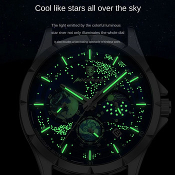 Ανδρικό ρολόι χαλαζία μάρκας μόδας POEDAGAR Πολυτελές δερμάτινο πολυτελές ανδρικό ρολόι HD φωτεινό χρονογράφος ημερομηνίας