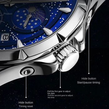 Ανδρικό ρολόι χαλαζία μάρκας μόδας POEDAGAR Πολυτελές δερμάτινο πολυτελές ανδρικό ρολόι HD φωτεινό χρονογράφος ημερομηνίας