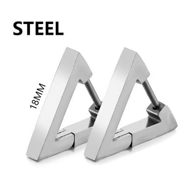 1 pereche de cercei triunghi geometric din oțel inoxidabil unisex punk rock femei bărbați piercing cu clemă push-back inele pentru urechi bijuterii de petrecere