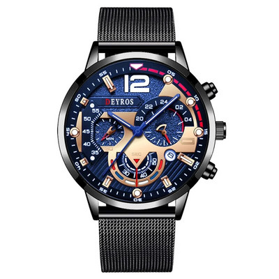 Κορυφαία επώνυμα ανδρικά ρολόγια Πολυτελή χρυσά ρολόγια χαλαζία με πλέγμα από ανοξείδωτο ατσάλι Επαγγελματικά δερμάτινα ανδρικά φωτεινά ρολόγια relogio masculino