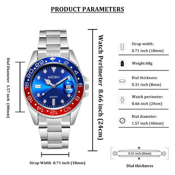 Νέο ανδρικό ρολόι πολυτελές επαγγελματικό ρολόι μπλε ρολόι ημερομηνίας ανδρικό ρολόι από ανοξείδωτο ατσάλι Μόδα αντρικό ρολόι καρπού Relogio Masculino