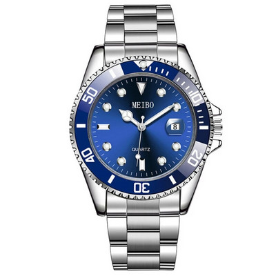 Nové pánske hodinky luxusné biznis hodinky modrý ciferník dátumové hodinky muži z nehrdzavejúcej ocele pásik módne pánske náramkové hodinky Relogio Masculino